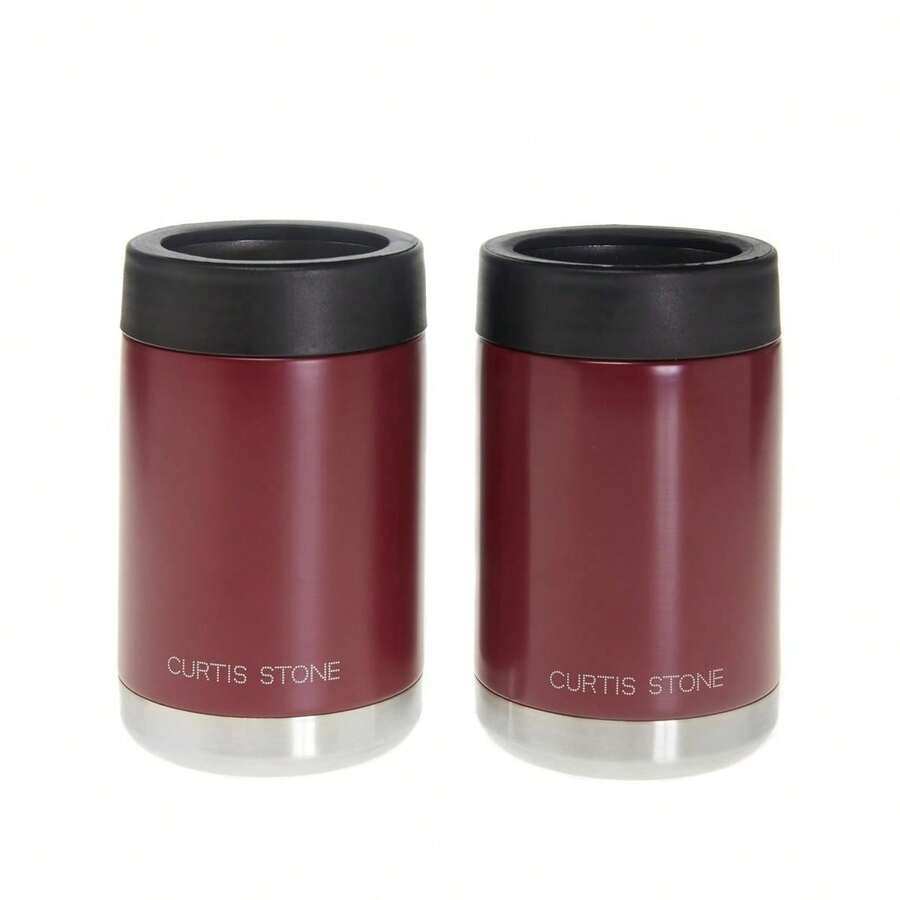 Curtis Stone 2 件套 12 盎司双层隔热 Coozies 翻新，圣诞派对圣诞装饰圣诞装饰品圣诞礼物，万圣节派对万圣节装饰万圣节装饰品万圣节礼物 - 黑色 - 查看 1