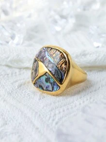 Mazuer 1 Peça Anel Quadrado com Design Elaborado Retrô Dourado Vintage Minimalista Feminino, Acessório de Moda Versátil Adequado para Formatura, Ação de Graças, Presente de Natal, Festa de Feriado, Transporte Diário, Férias