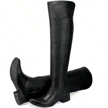 Women's Over-The-Knee Boots In Elegant Lined Leather - 206-Đen - Xem 4