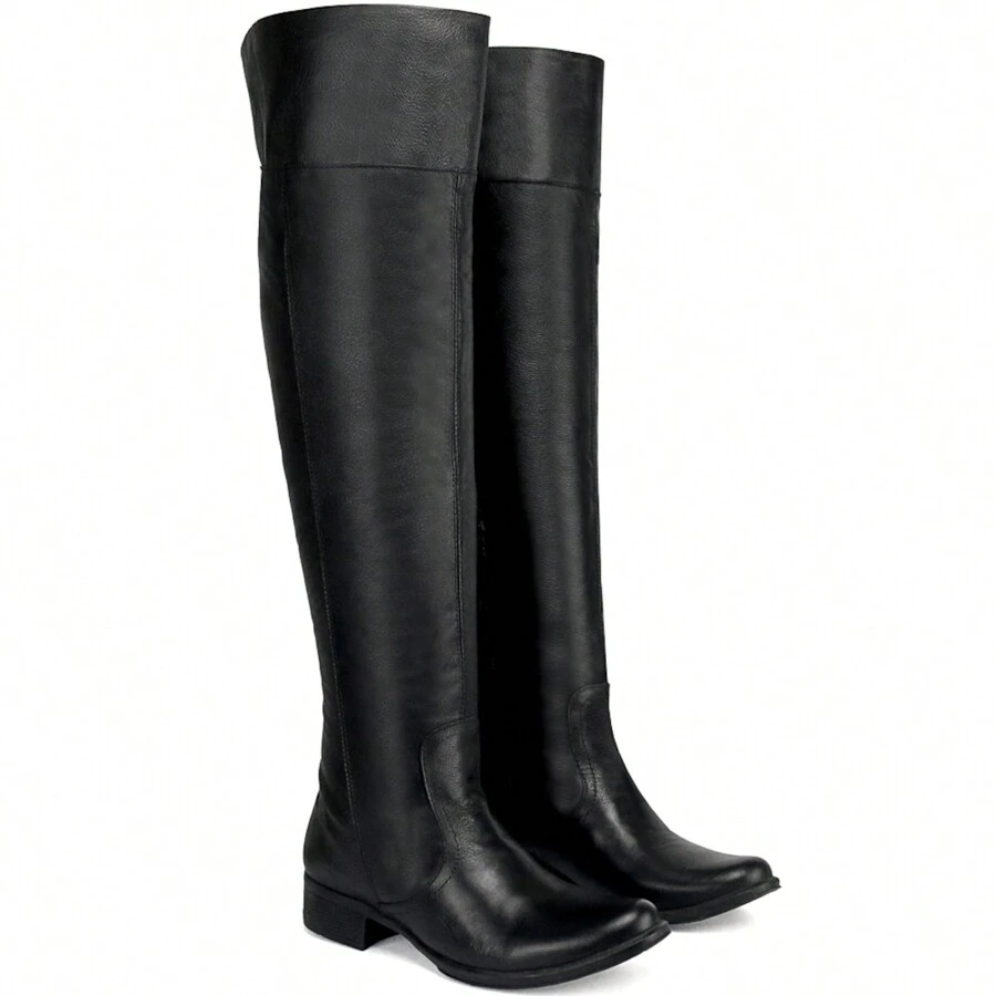 Women's Over-The-Knee Boots In Elegant Lined Leather - 206-Đen - Xem 1