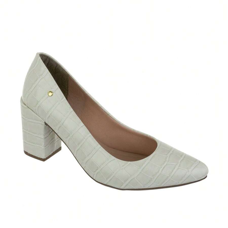 Women's Formal Shoes Scarpin Scarpan Medium High Block Heel Pointed Toe Comfortable Confort - Ref. 9484 - trắng - Xem 1