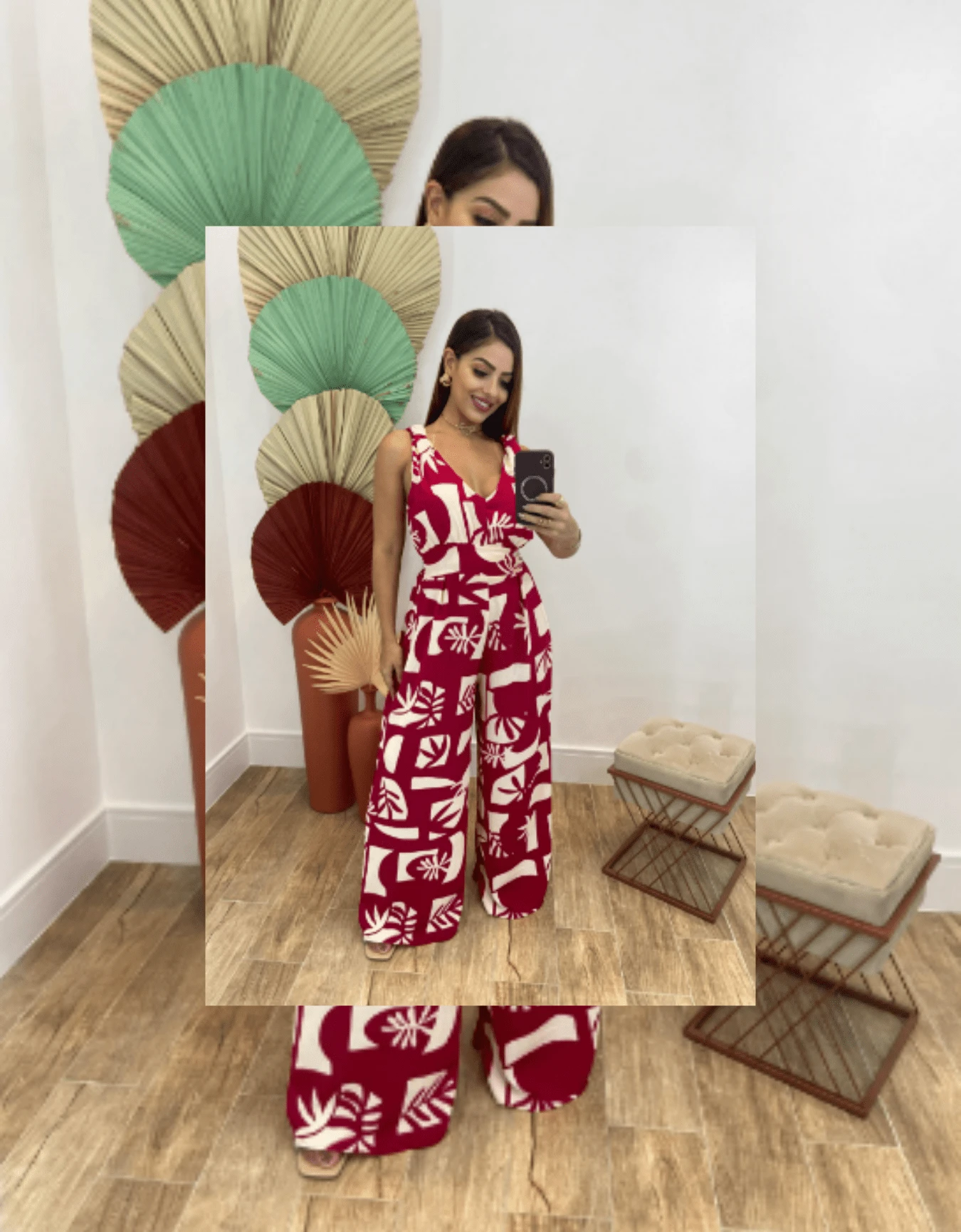 Long Jumpsuit - 紅白色 - 查看 1