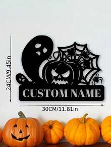 An Iron Horror Halloween Wall Decor With Customized Name Logo For Spooky Bats And Pumpkins, Perfect For Family Gatherings Or Outdoor Welcoming, Made Of Featherless Iron Material Wall Hangers Gifts Birthday Graduation