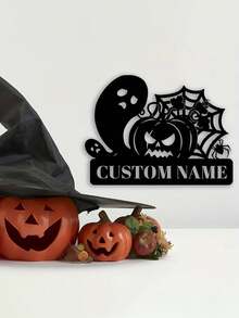 An Iron Horror Halloween Wall Decor With Customized Name Logo For Spooky Bats And Pumpkins, Perfect For Family Gatherings Or Outdoor Welcoming, Made Of Featherless Iron Material Wall Hangers Gifts Birthday Graduation