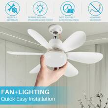 Ceiling Fans With Lights And Remote Control 20 Inch Low Profile Socket Fan Light With 6 Reversible Blades 3 Speeds Ceiling Fan For Bedroom Living Room Dining Room