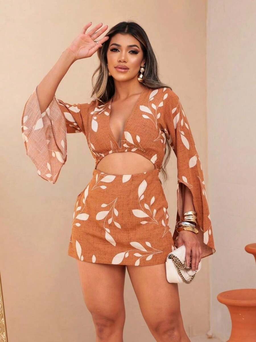 Short Jumpsuit Shorts Skirt With Elastic Back - Màu be - Xem 1