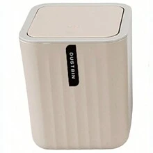Desktop Trash Can Small Mini Garbage Can Plastic Dustbin With Shake Cover, Desktop Trash For Decorative Countertop And Housewarming Gift, Christmas Gift(Black, White, Gray, Beige) Kitchen Items Kitchen Accessories Kitchen Kitchen Tools - Multicolor - View 9