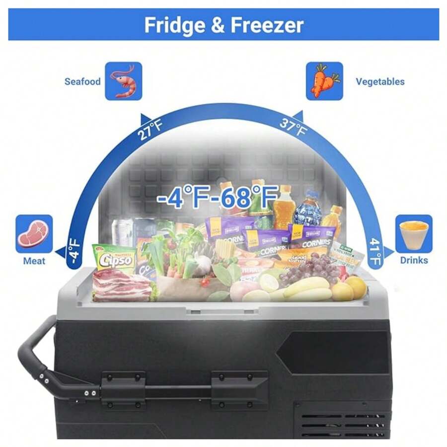 SMAD Portable Camping Refrigerator/Freezer, Electric 12 Volt Fridge With Wheels, 68 Quart (50L) 12v/24v D C Solar Cooler For Vehicles Car Travel Outdoor Semi-Truck RV, -4℉~68℉ - 1 - View 1