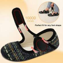 男女通用宽头休闲平底鞋 - 防滑橡胶鞋底，舒适单带家居拖鞋，轻便柔软，成人室内/室外日常鞋，多种颜色可选，女鞋 - 黑色 - 查看 5