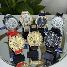 Combo Kit 10 Men's Watches Silicone Strap Waterproof RX Social Sport Pallyjane Guke - 黑色 - 查看 1