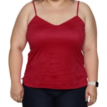 Women's Strappy Suede Tank Top, A-Line Cut Plus Size G1 To G3 - màu đỏ tía - Xem 4