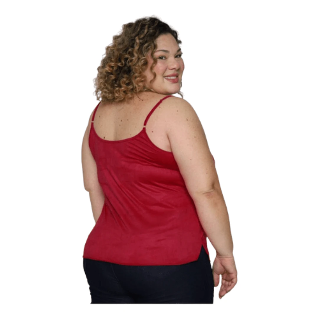 Women's Strappy Suede Tank Top, A-Line Cut Plus Size G1 To G3 - màu đỏ tía - Xem 1