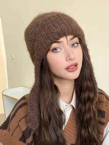 1 件冬季女士纯色无檐便帽，名人风格，大尺寸，高品质，适合日常穿着、聚会和购物 - 彩色 - 查看 7