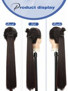 26"/34" Ponytail Wig, Multi-Functional Elastic Band Black & Brown Ponytail Wig, Heat Resistant, Women Long Straight DIY Wrap Around Ponytail, Soft & Natural Synthetic Ponytail, Suitable For Christmas, New Year, Carnival, Music Festival And Other Occasions - Dark Brown - View 8