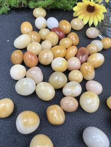100g Natural Yellow Jade Polished Pebbles, Suitable For Home Decor, Fish Tank And Aquarium Rocks, Fountains, Office Decor, Vase Filler - View 3