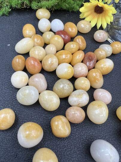 100 جرام من الحصى الطبيعي الأصفر من اليشم، حصى ناعمة مناسبة لديكور المنزل، أحواض السمك والمائية، النوافير، ديكور المكتب، حشو الأواني