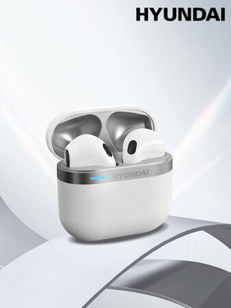  HYUNDAI HY-T02PRO Minimalistiska Bluetooth-hörlurar, HD-stereoljudkvalitet, Superlång batteritid, IPX5-vattentäta, Musik och spel med låg latens, Mikrofon, Bekväm passform, Passiv brusreducering, Trådlösa hörlurar kompatibla med smartphones och surfplattor