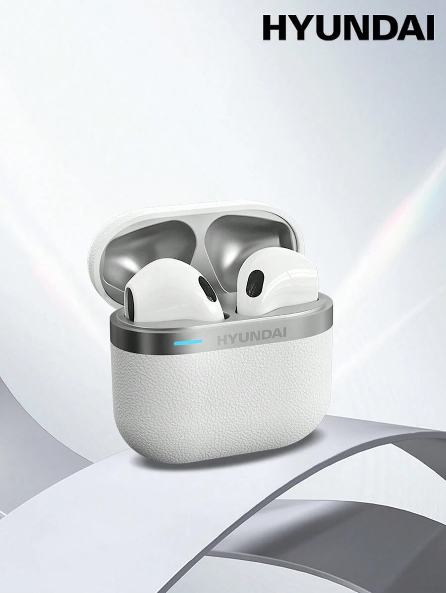 HYUNDAI 现代 HY-T02PRO 极简蓝牙耳机，高清立体声，超长电池寿命，IPX5 防水，低延迟音乐和游戏，麦克风，佩戴舒适，被动降噪，无线耳塞兼容智能手机和平板电脑