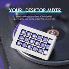 Stream Studio Controller ATTACK SHARK * A.JAZZ AKP153 Stream Studio Controller Keypad Type-C Wired With 15 Macro LCD Key&1 Side Screen Display Detachable Stand For Multi Action Triggered In Win OBS App[Programmable LCD Keys And Screen Display]Designed With 15 Visual Keys