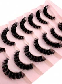 7 Pairs/Pack DD Curl Russian Lashes Voluminous Fake Eyelashes Thick Curly Fluffy Volume False Eyelashes Artificial 3D Mink Lashes Cat-Eye Look Wispy 8D Volume Fake Eyelash Strips Eye Lifting Look Extension Full Eyelash Strip To Lengthen And Volumize The Outer Corner Of Your Eye For Beauty Makeup Strip Lashes, Lashes, Eyelashes, Fake Lashes - Black - View 8