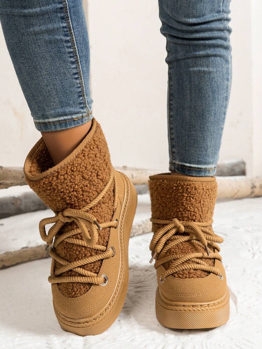 Women's New Fashion Versatile Comfortable Anti-Slip Snow Boots Outdoor Short Boots - Brown - View 1