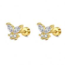 AVYRING 2-3 件不锈钢软骨耳环，可爱花朵 CZ 耳钉迷你杠铃，适用于耳屏、耳轮、海螺、耳轮穿孔，小巧精致耳环 - 彩色 - 查看 10