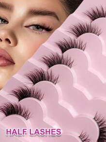 Rikuaild 7 Pairs Natural Looking Soft Faux Mink Eyelashes, Transparent Stem, False Eyelashes - Natural Lashes - View 1