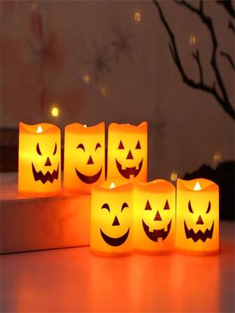 1/3/6/12pcs Halloween Pumpkin Candle Lights - Battery-Powered, For Wedding, Table Decoration, Night Light Party Decorations,Christmas