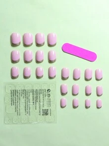 ARTAUG 24 件装短方形金色法式边缘假指甲升级您的外观，1 件指甲锉和 1 件指甲胶贴纸套装指甲，适合女孩母亲女士礼物，美白指甲套装带可拆卸假指甲，适合节日、派对、约会和日常佩戴 - 金色 - 查看 2