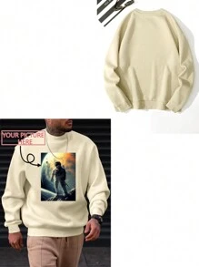 Customized Pattern Men's Sweatshirt For Autumn/Winter, Suitable For Halloween, Christmas, Birthday, Valentine's Day, Father's Day, Party, Anniversary, Custom Design Printed On Front Of Men's Crew Neck Sweatshirt