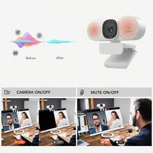 NUROUM White Hd Usb Webcam With Dual Noise-Cancelling Microphones, Fast Auto-Focus, 2K Web Camera, Plug & Play Webcam For Online Meeting/Learning With Computers - White - View 9
