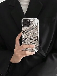 极简主义 3D 波浪图案手机壳适用于 17 Pro Max/17 Pro/17 Air/17/16 Pro Max/16/16 Pro/16 Plus/15/15 Pro Max/15 Pro/11/12/13/14 Pro Max/11 Pro/11 Pro Max/12 Pro/12 Pro Max/13 Pro/13 Pro Max/14 Pro/14 Pro Max，软壳，优雅而富有创意 - 高級電鍍銀色 - 查看 7