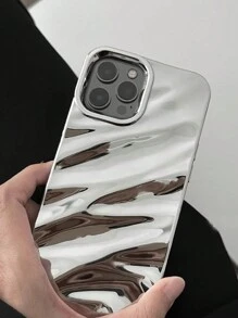 极简主义 3D 波浪图案手机壳适用于 17 Pro Max/17 Pro/17 Air/17/16 Pro Max/16/16 Pro/16 Plus/15/15 Pro Max/15 Pro/11/12/13/14 Pro Max/11 Pro/11 Pro Max/12 Pro/12 Pro Max/13 Pro/13 Pro Max/14 Pro/14 Pro Max，软壳，优雅而富有创意 - 高級電鍍銀色 - 查看 9