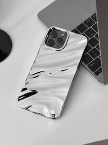 极简主义 3D 波浪图案手机壳适用于 17 Pro Max/17 Pro/17 Air/17/16 Pro Max/16/16 Pro/16 Plus/15/15 Pro Max/15 Pro/11/12/13/14 Pro Max/11 Pro/11 Pro Max/12 Pro/12 Pro Max/13 Pro/13 Pro Max/14 Pro/14 Pro Max，软壳，优雅而富有创意 - 高級電鍍銀色 - 查看 10