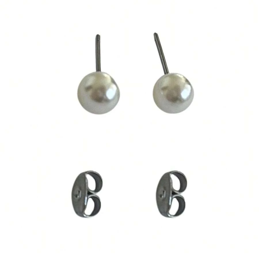 Kit 50 Units Pearl Earrings In Elegant, Resistant Stainless Steel - 銀色 - 查看 1