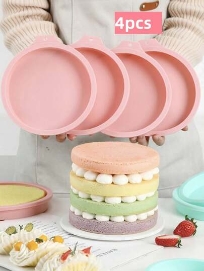 1pc/4pcs Premium Silicone Layered Cake Molds Set - Non-Stick, Easy-Release, Flexible, Durable, Heat-Resistant Round Baking Pans For Perfect Cakes And Breads -, Dishwasher Friendly, Easy To Clean, Space-Saving Storage