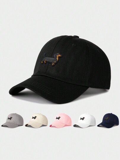 1pc feminino/masculino 3D bordado Dachshund boné de beisebol, ajustável ao ar livre proteção solar chapéu casual para primavera outono viagem praia férias, estilo Y2K Halloween