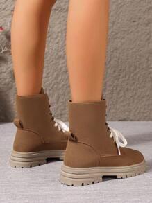 Vintage British Style Chunky Heel Platform  Boots For Women, New Spring/Fall 2024, Versatile & Slimming, Ankle Height