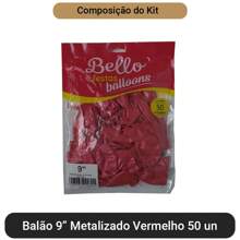 Metallic Balloon Balloon 9 Inches Various Colors Premium Resistant Balloon 50 Units - 紅色 - 查看 3