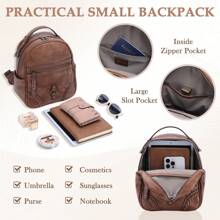 VASCHY VASCHY Women's Vintage Small Backpack – Fashionable Mini School Bag For Girls, Elegant Casual Daypack For Travel, Shopping, And Students – Retro Anti-Theft Backpack With Soft Leather, Large Capacity, Perfect Holiday Gift For Christmas & Thanksgiving, Ideal For Fall & Winter