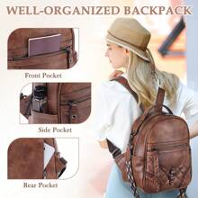 VASCHY VASCHY Women's Vintage Small Backpack – Fashionable Mini School Bag For Girls, Elegant Casual Daypack For Travel, Shopping, And Students – Retro Anti-Theft Backpack With Soft Leather, Large Capacity, Perfect Holiday Gift For Christmas & Thanksgiving, Ideal For Fall & Winter