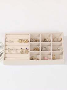 7 件/套珠宝展示托盘，天鹅绒珠宝收纳盒，戒指耳环项链珠宝收纳托盘，可堆叠珠宝架托盘，化妆品收纳和展示，适用于假日海滩、浴室收藏、卧室收藏，大容量 - 彩色 - 查看 9