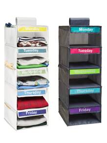 1pc 5-Shelf Weekly Hanging Closet Organizer For Kids Grey White Closet Organizer Clothes Storage Organizer For Toddler Girls Boys Days Of The Week Clothes Organizer Hanging Cube Organizer For Daily Activity Baby Room Storage Love Valentine - Multicolor - View 8