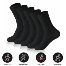 Thể Thao Ngoài Trời 5 Cái/gói Đen Trắng Đồng Màu Giữa Bắp Chân Nén Tất Cho Cả Nam Và Nữ Hoạt Động Ngoài Trời - màu đen - Xem 1