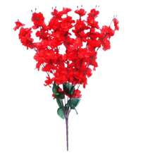 1 Bouquet Of Artificial Peach Cherry Blossoms Decoration 7 Large Branches - 紅色 - 查看 2