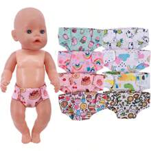 Set de 5 pañales para muñecas reutilizables, adecuados para muñecas de 12 a 15 pulgadas y de 16 a 18 pulgadas, traje de pañal de muñeca de colores (muñecas no incluidas, colocación de patrones al azar), Cry Babies, muñecas de 12 pulgadas, muñecas de niños, ropa de muñeca bebé, accesorios de muñeca bebé, muñeca bebé, Cry Baby, accesorios de muñeca bebé, pañales