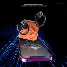 Wireless Earbuds Bluetooth 5.3 Headphones Stereo Bass, ENC Noise Cancelling Mic HD Call, Over Ear Buds With Soft Earhooks For Sports, 48H Playtime LED Display, IP7 Waterproof Earphones For Android IOS - Red - View 1