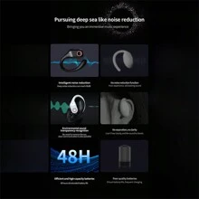 Wireless Earbuds Bluetooth 5.3 Headphones Stereo Bass, ENC Noise Cancelling Mic HD Call, Over Ear Buds With Soft Earhooks For Sports, 48H Playtime LED Display, IP7 Waterproof Earphones For Android IOS - Red - View 3