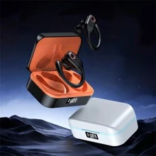 Wireless Earbuds Bluetooth 5.3 Headphones Stereo Bass, ENC Noise Cancelling Mic HD Call, Over Ear Buds With Soft Earhooks For Sports, 48H Playtime LED Display, IP7 Waterproof Earphones For Android IOS - Red - View 2