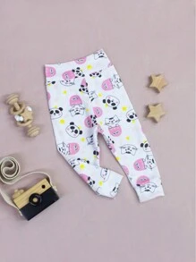 SHEIN Ribbed Knit Pants For Baby Girls And Boys, 2 Pieces, Soft, Hypoallergenic, Comfort Waistband, No Elastic, Perfect Fit, Ribbed Knit, 100% Cotton - 粉色 - 查看 9